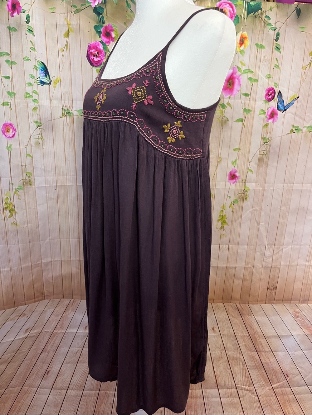 NATURAL LIFE Embroidered Spaghetti-Strap Mini Dress - Picture 2 of 11